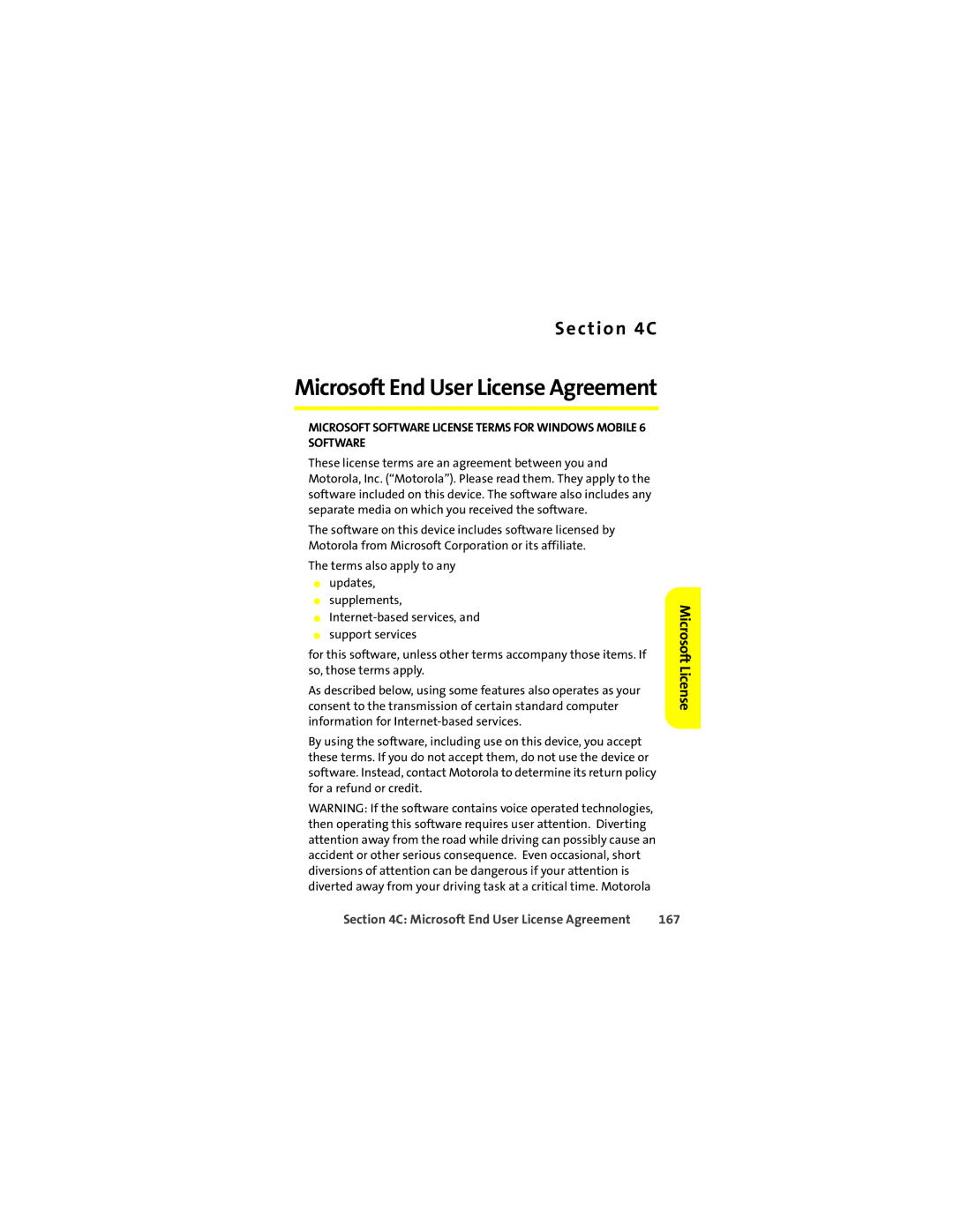 Motorola Q 9c manual Microsoft License, 167 