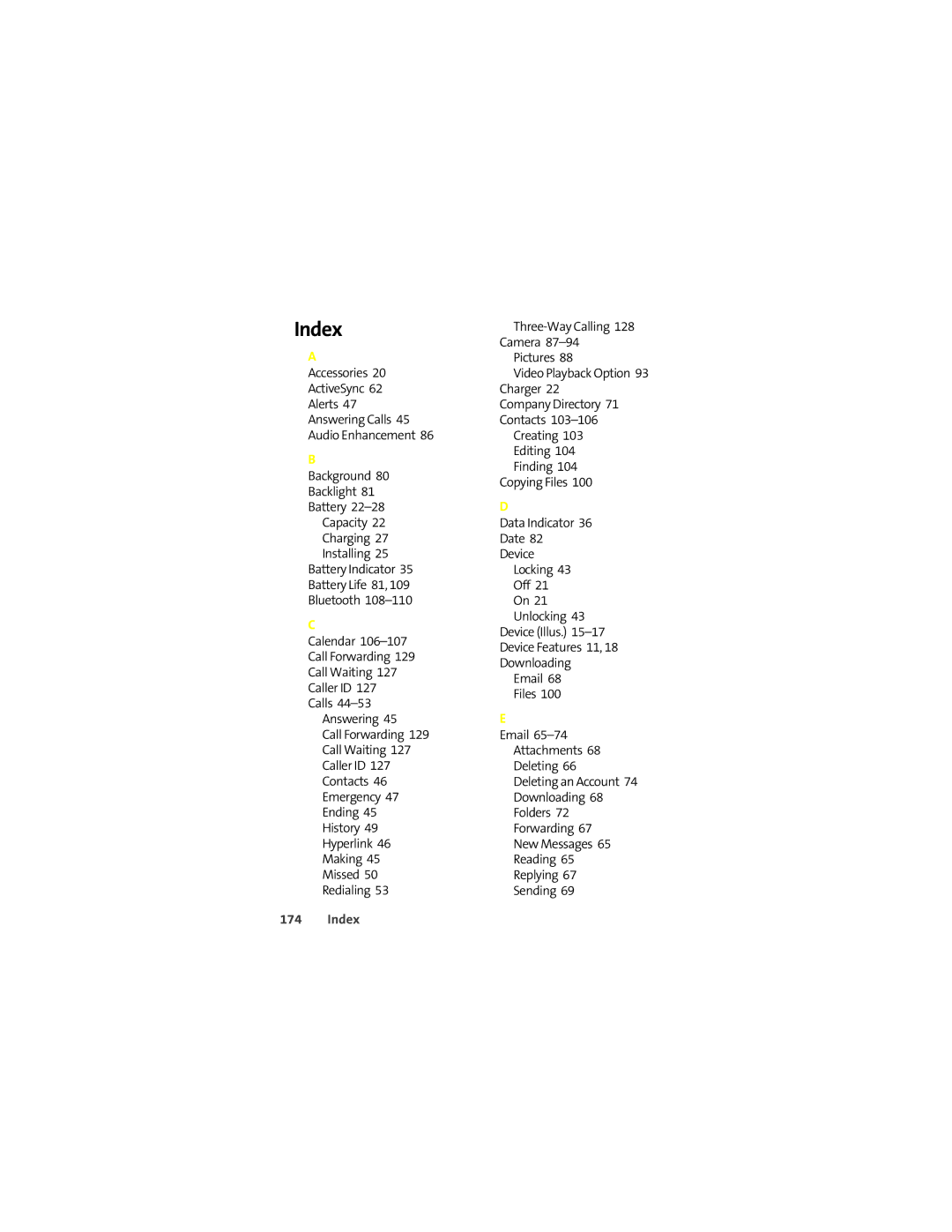 Motorola Q 9c manual Index 