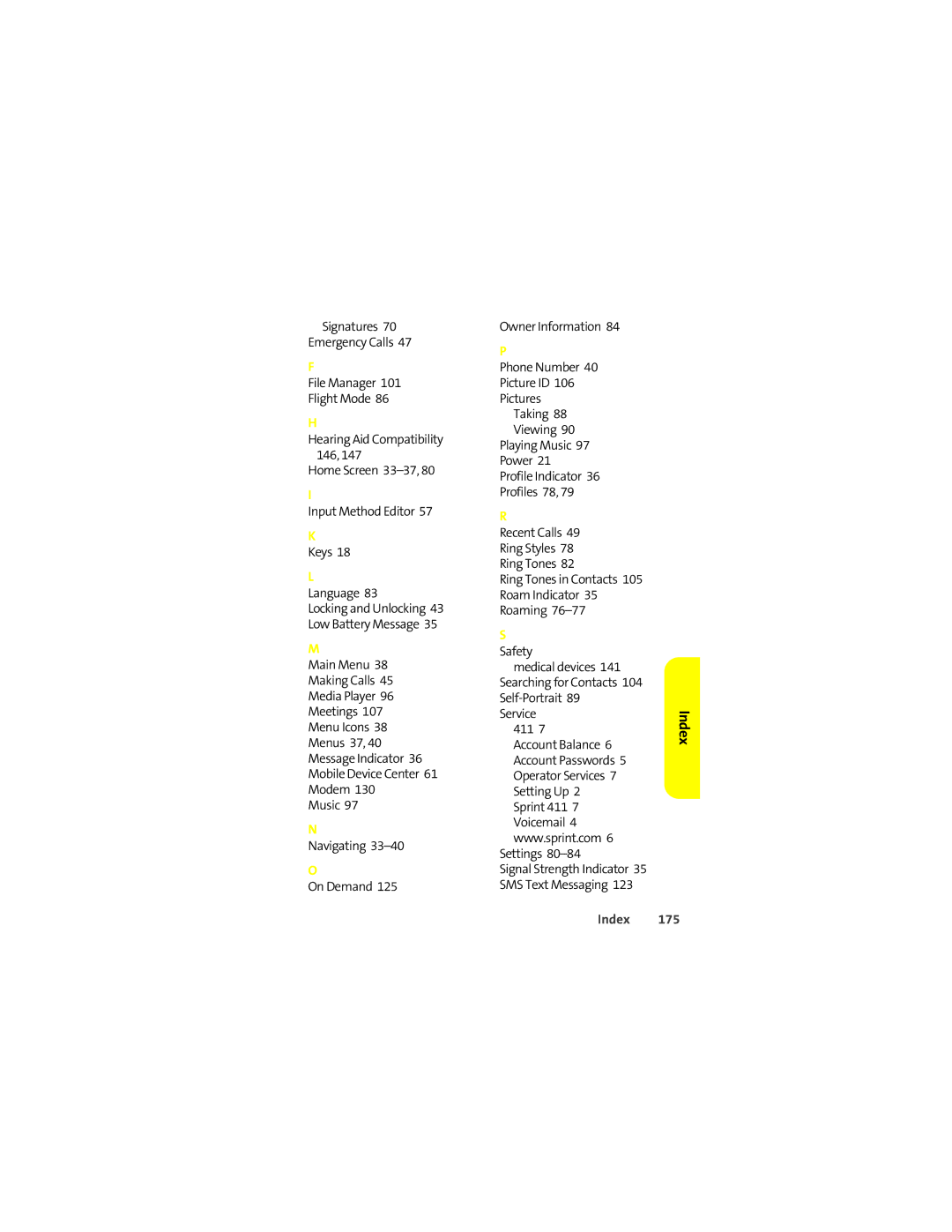 Motorola Q 9c manual Index 175 