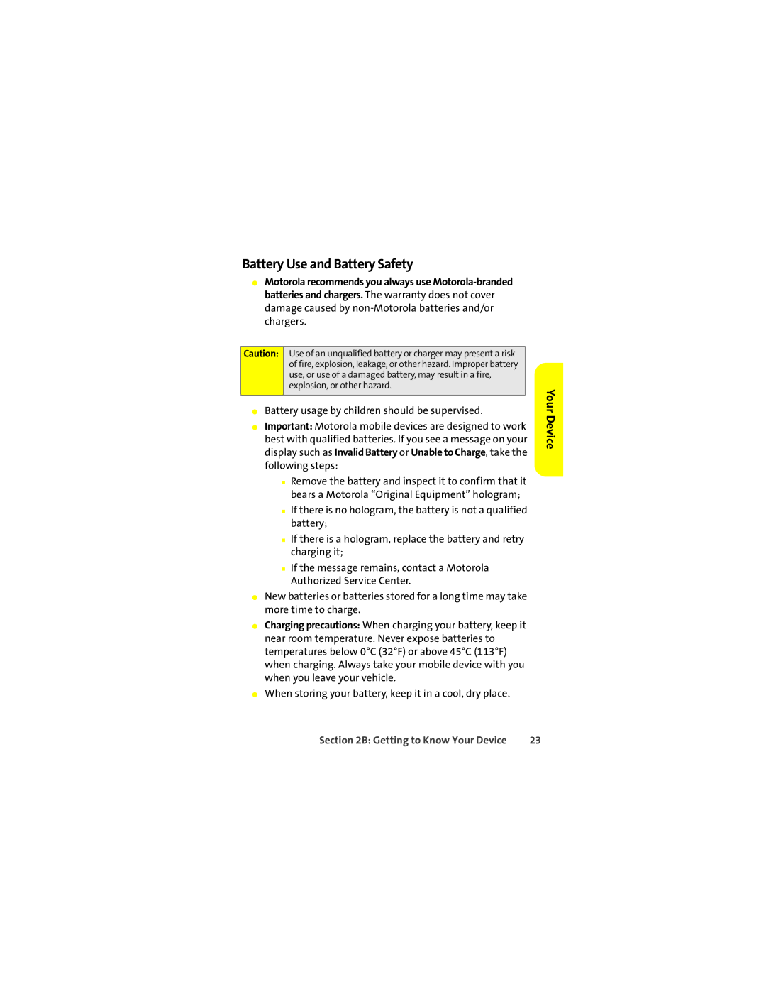 Motorola Q 9c manual Battery Use and Battery Safety 