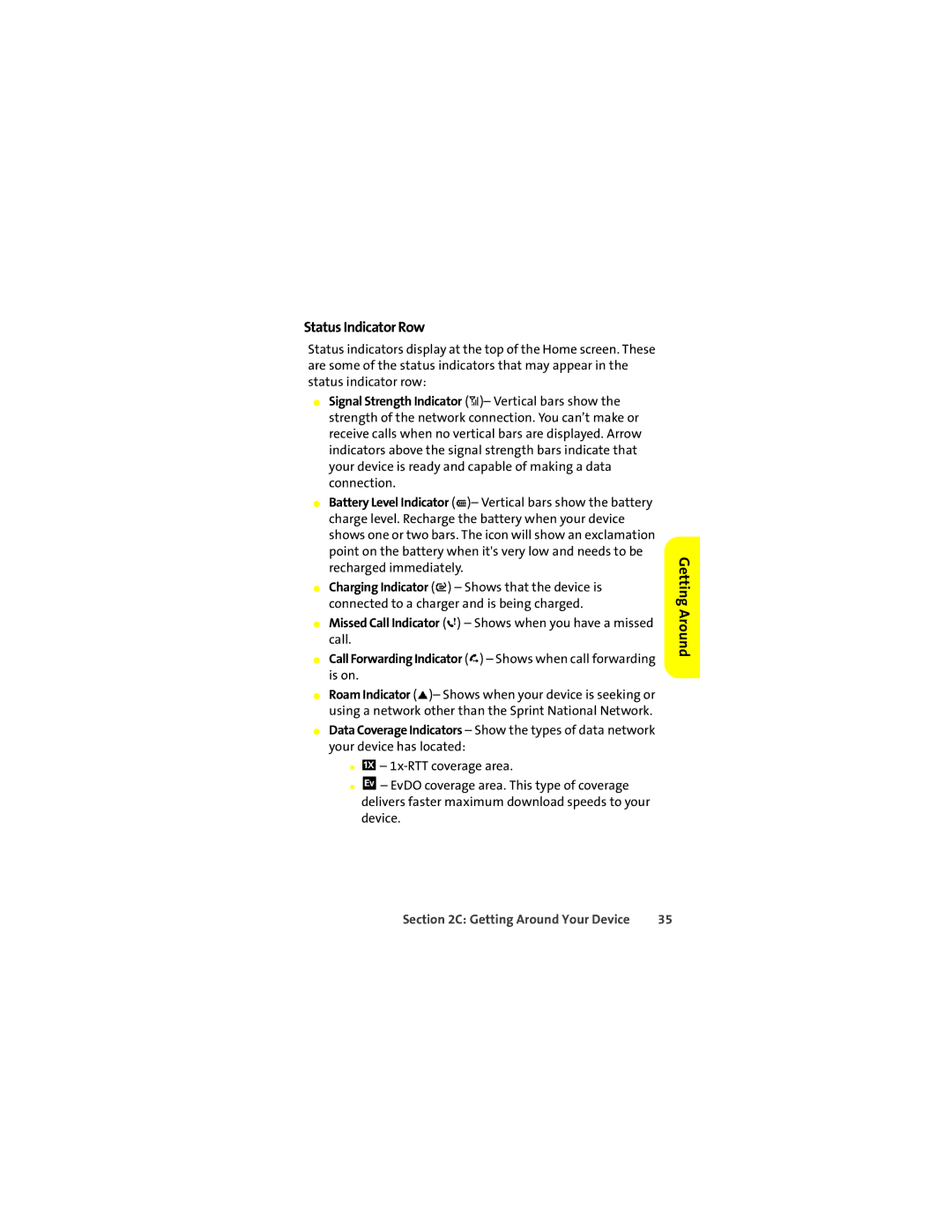 Motorola Q 9c manual Status Indicator Row, Call Forwarding Indicator D Shows when call forwarding is on 