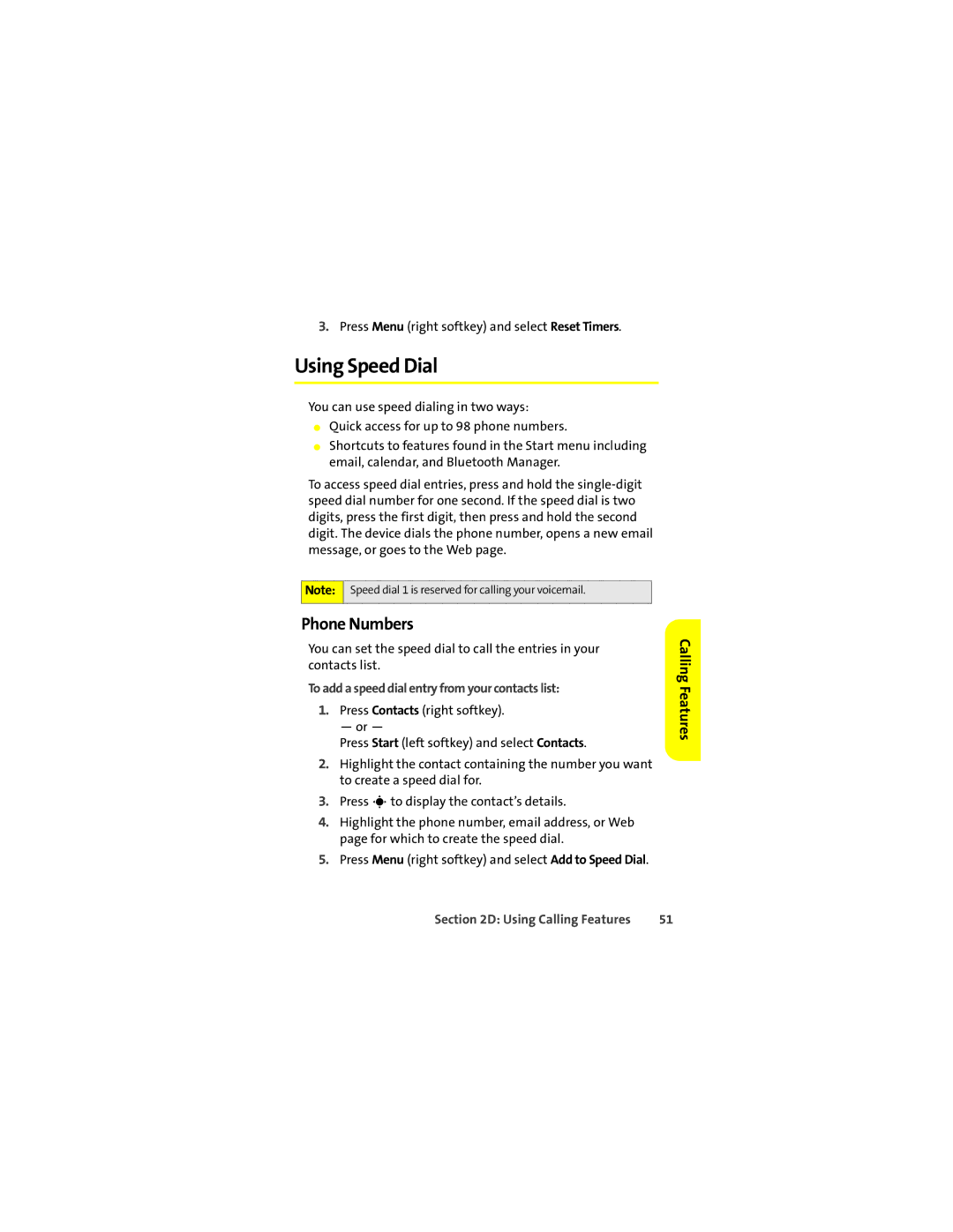 Motorola Q 9c manual Using Speed Dial, Phone Numbers, To add a speed dial entry from your contacts list 