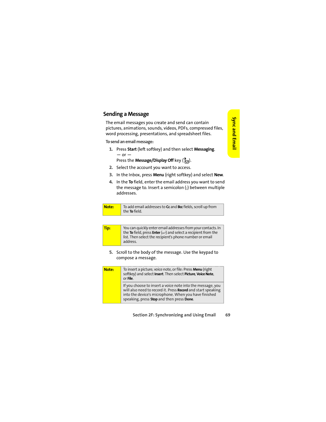 Motorola Q 9c manual Sending a Message, To send an email message 