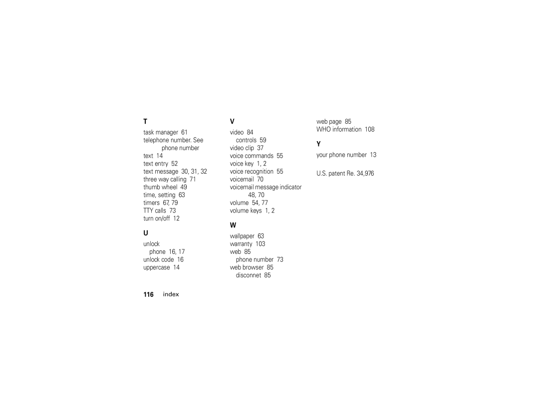 Motorola Q manual Index 