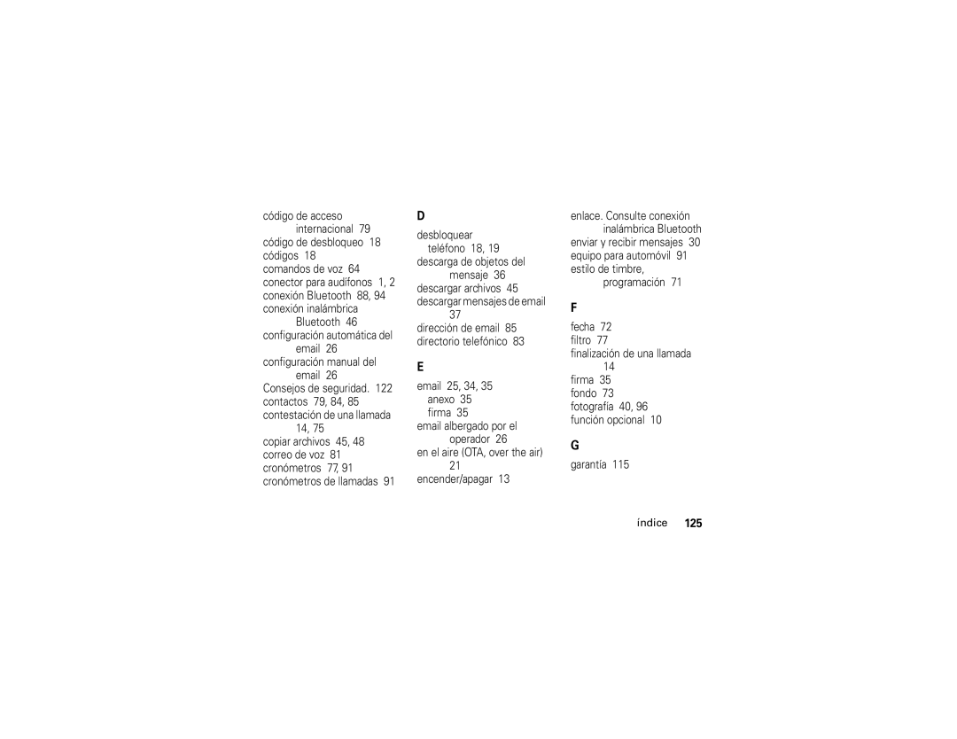 Motorola Q manual Índice 