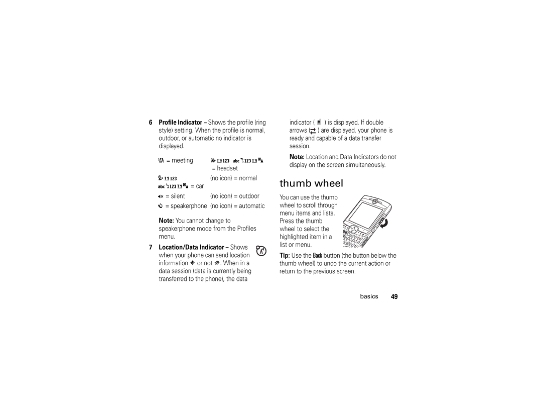 Motorola Q manual Icon = car 