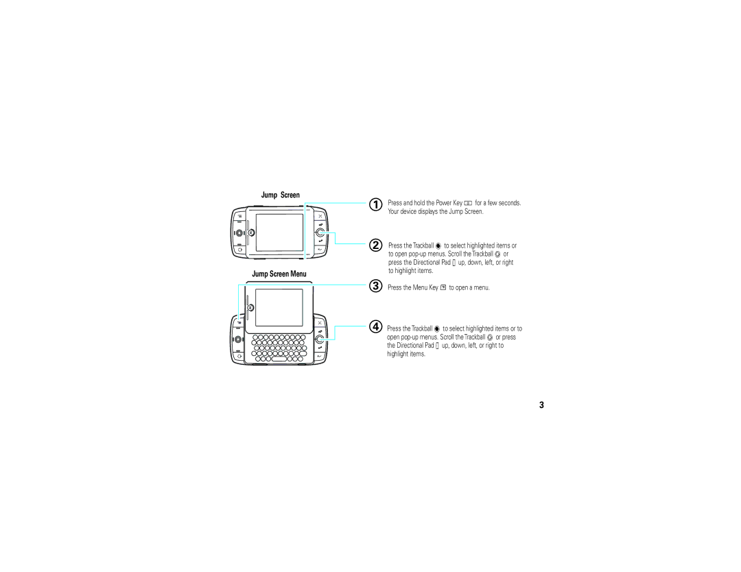 Motorola Q700 manual Jump Screen Jump Screen Menu 