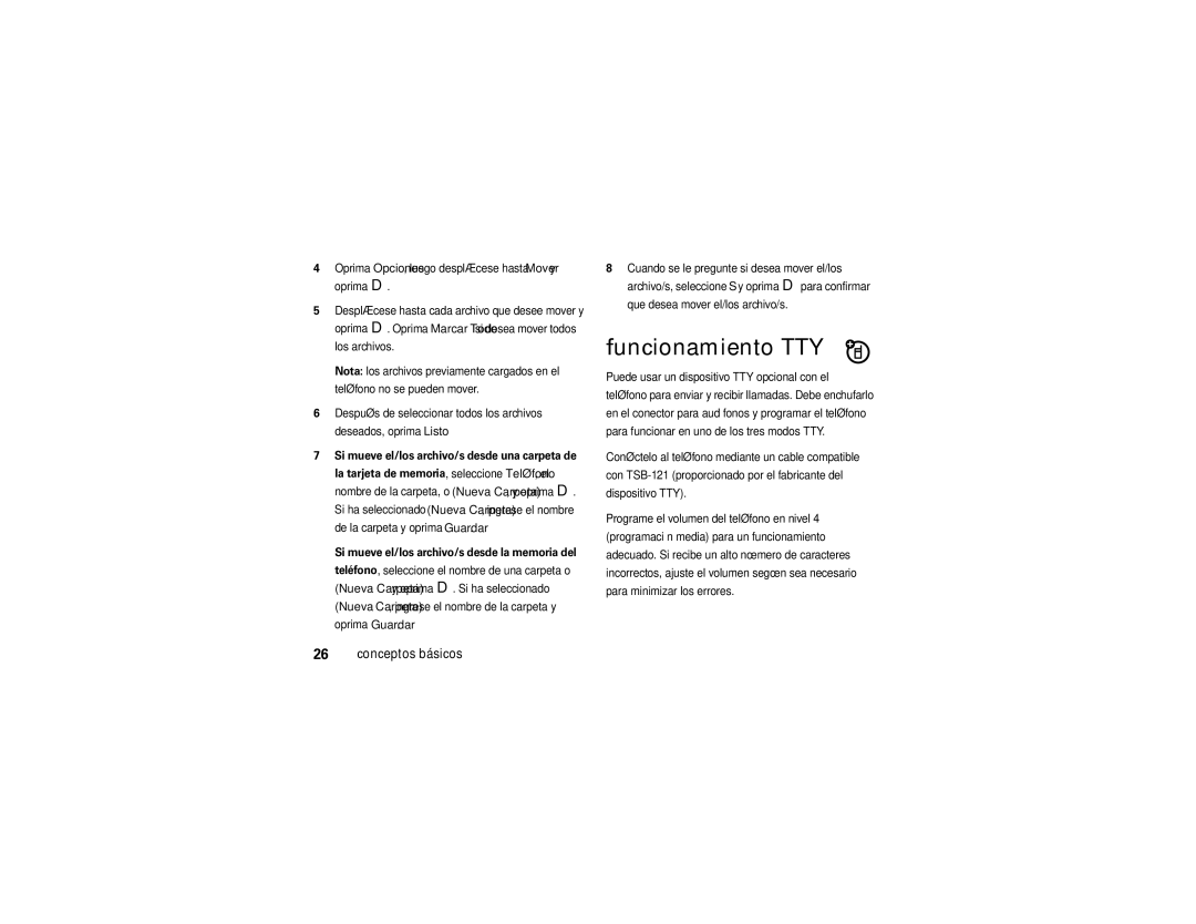 Motorola QA30 manual Funcionamiento TTY 