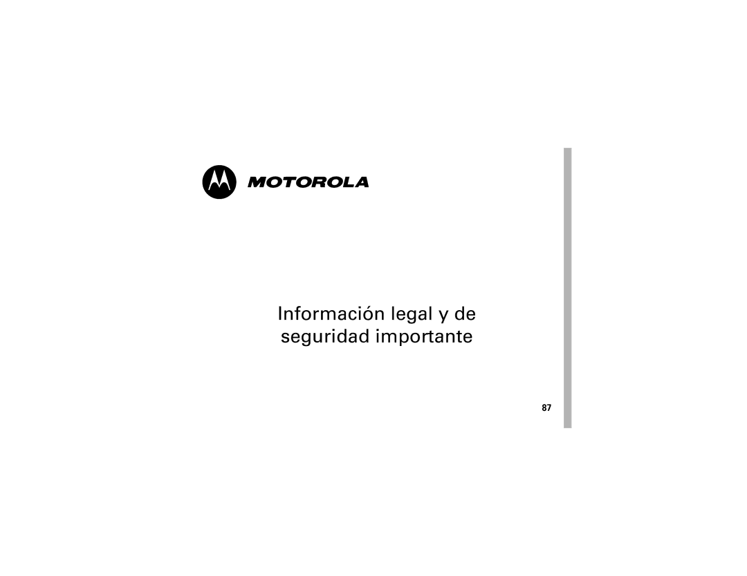 Motorola QA30 manual Información legal y de seguridad importante 