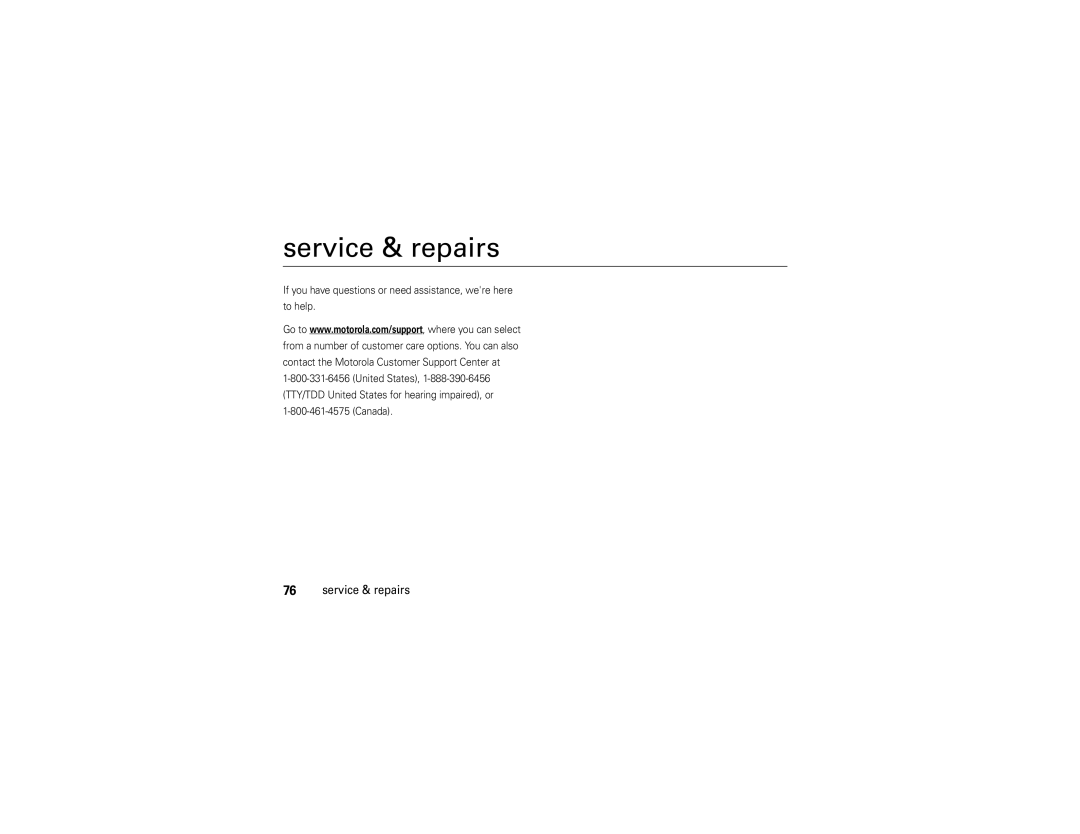 Motorola QA30 manual Service & repairs, If you have questions or need assistance, were here to help 