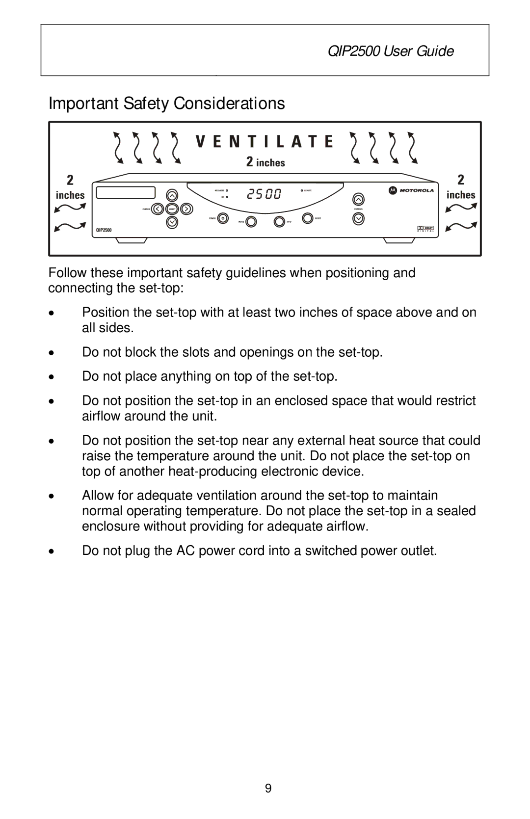 Motorola QIP2500 Series manual Important Safety Considerations 