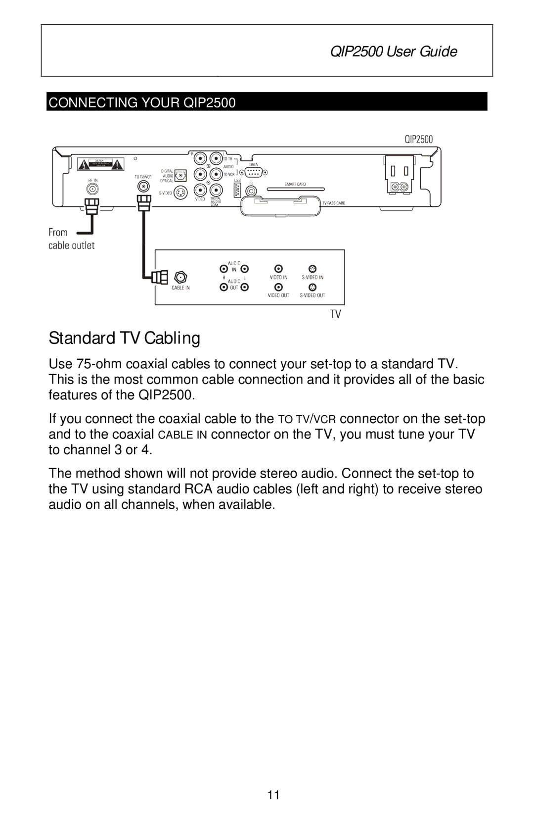 Motorola QIP2500 Series manual Standard TV Cabling 