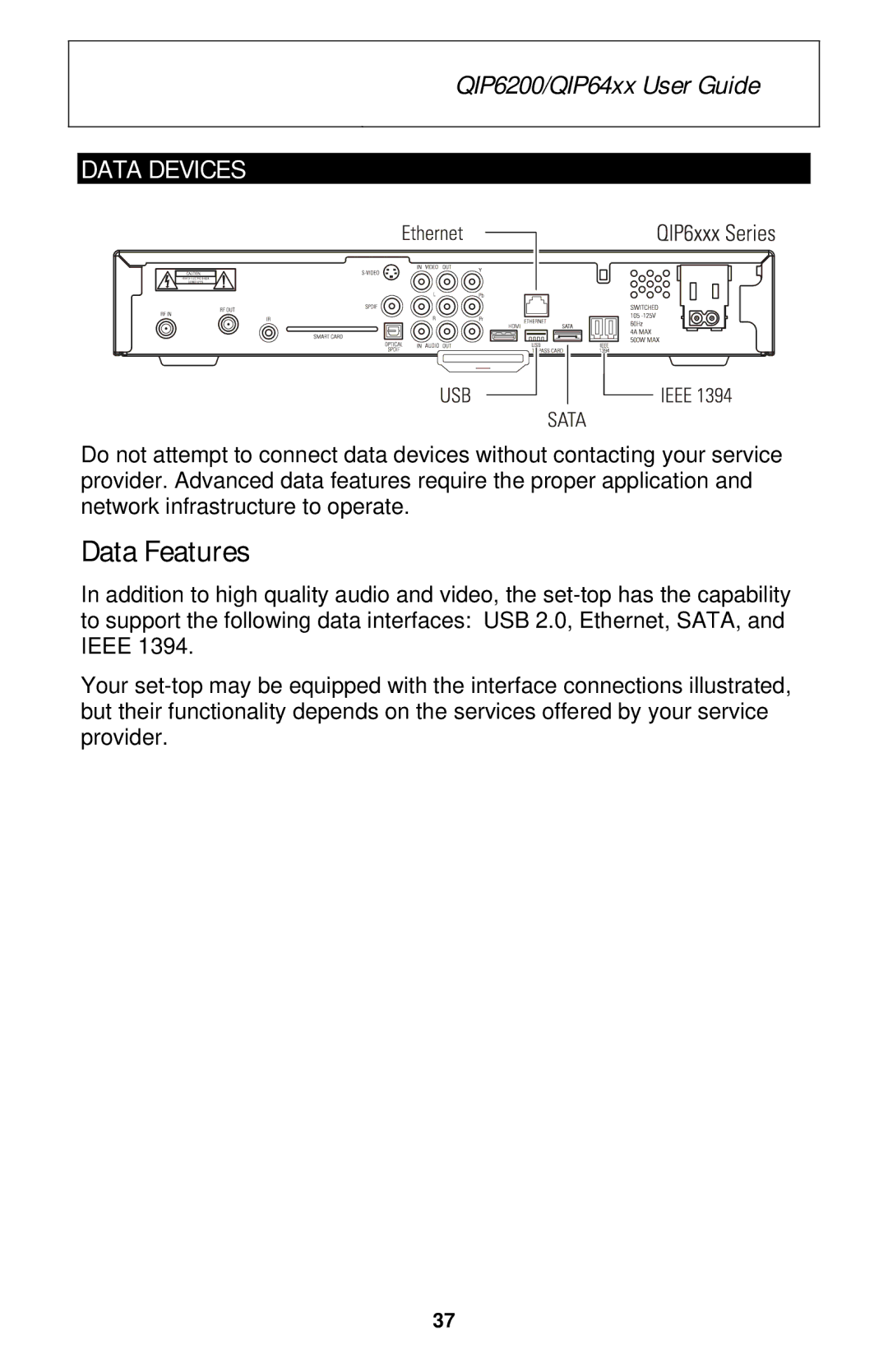 Motorola QIP6200/QIP64xx manual Data Features, Data Devices 