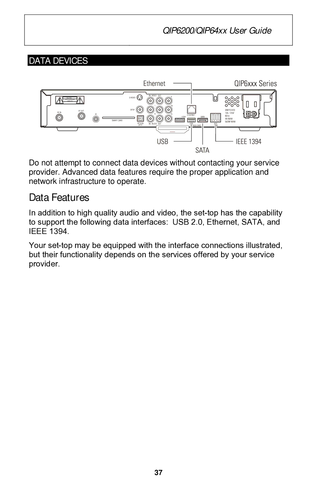 Motorola QIP6200 Series, QIP64xx Series manual Data Features, Data Devices 