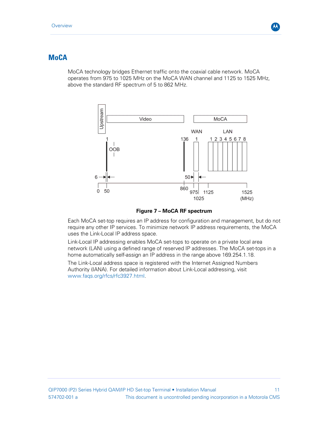 Motorola QIP7000 installation manual MoCA, Oob, Wan Lan 