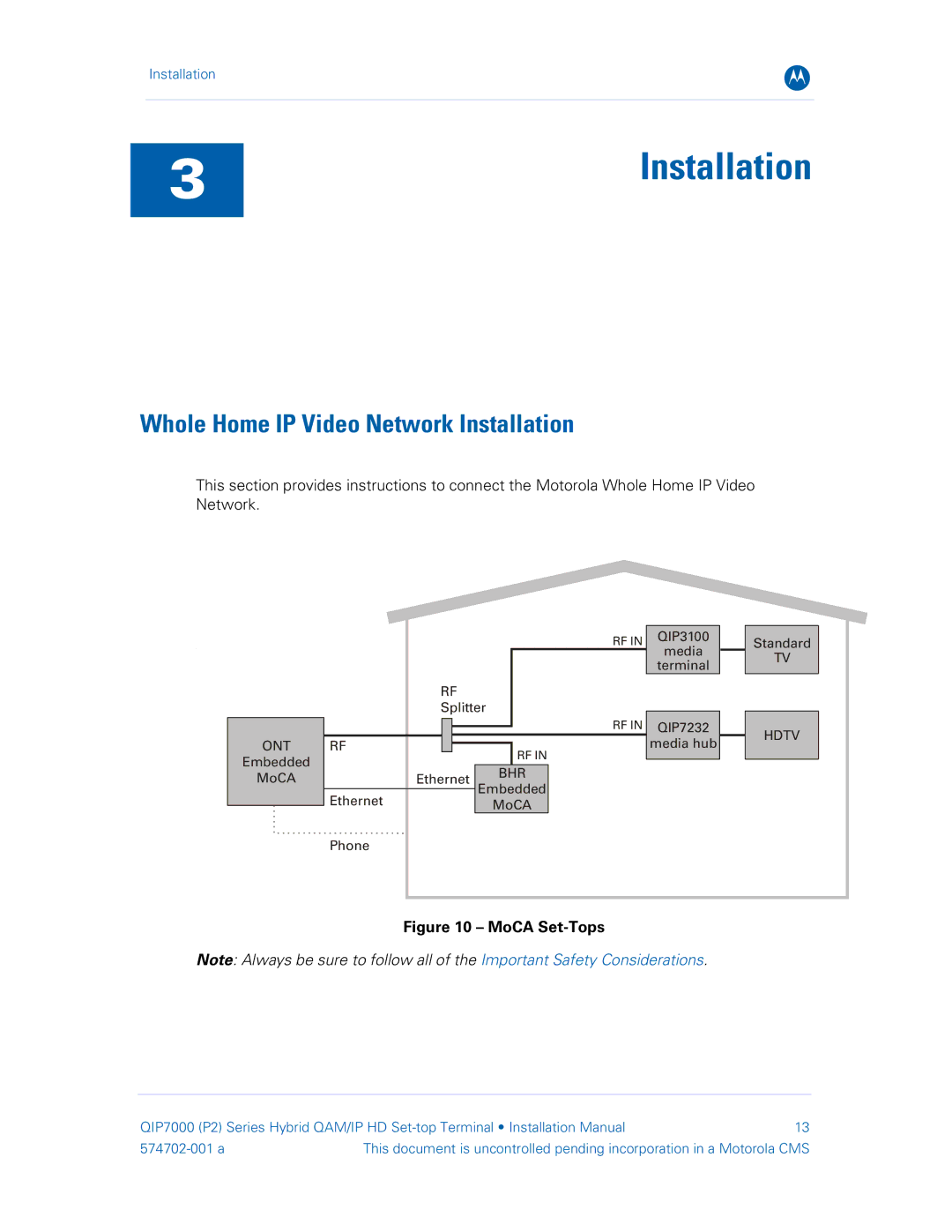 Motorola QIP7000 installation manual Whole Home IP Video Network Installation 