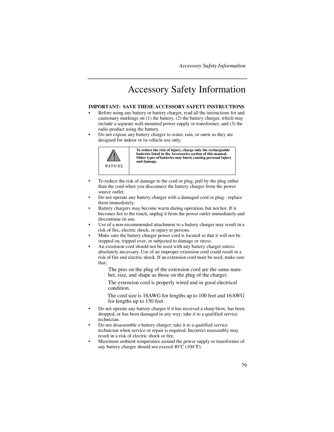 Motorola r750plus manual Accessory Safety Information, Important Save These Accessory Safety Instructions 