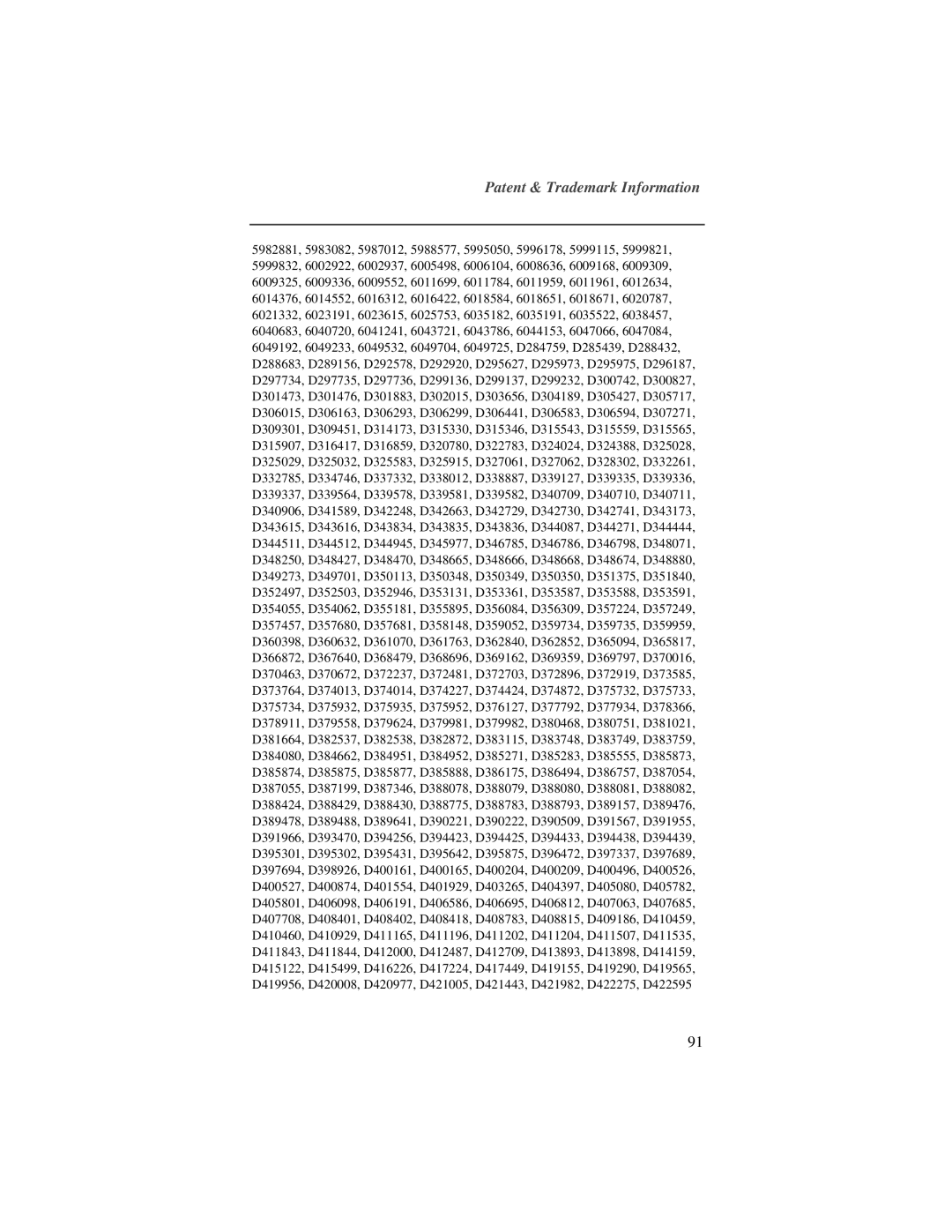 Motorola r750plus manual Patent & Trademark Information 