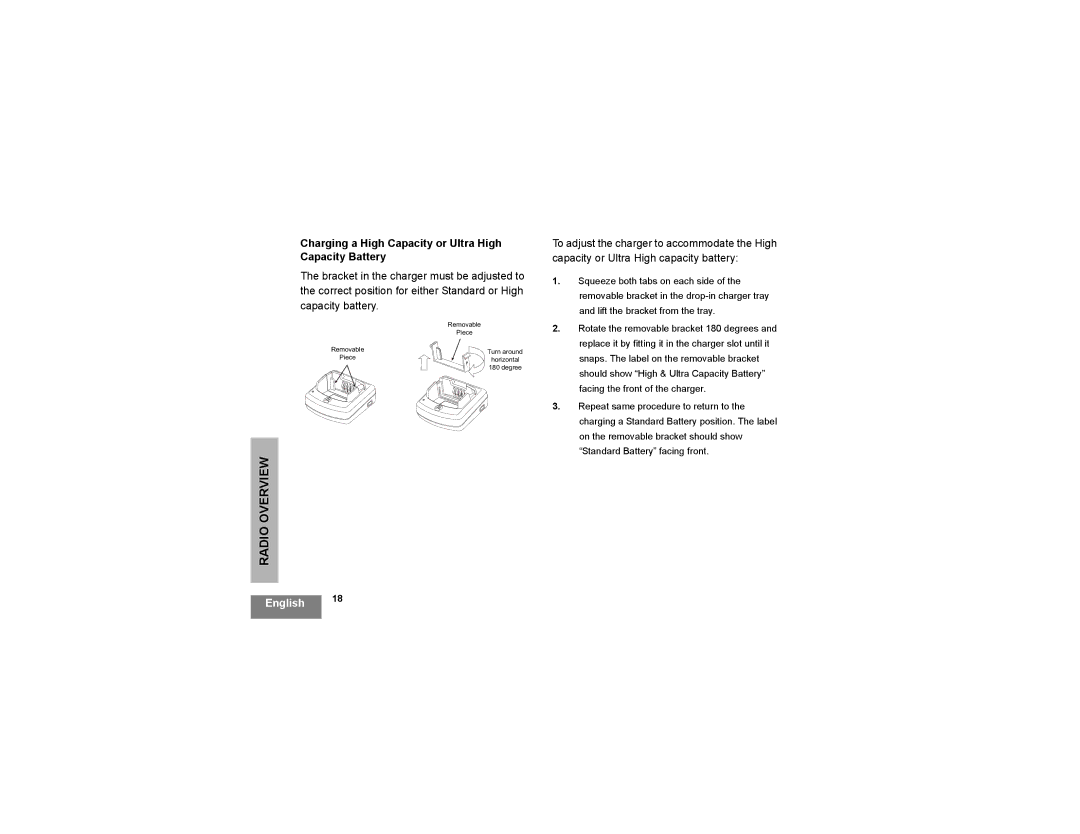 Motorola RDM2020, rdm2080d manual Charging a High Capacity or Ultra High Capacity Battery 