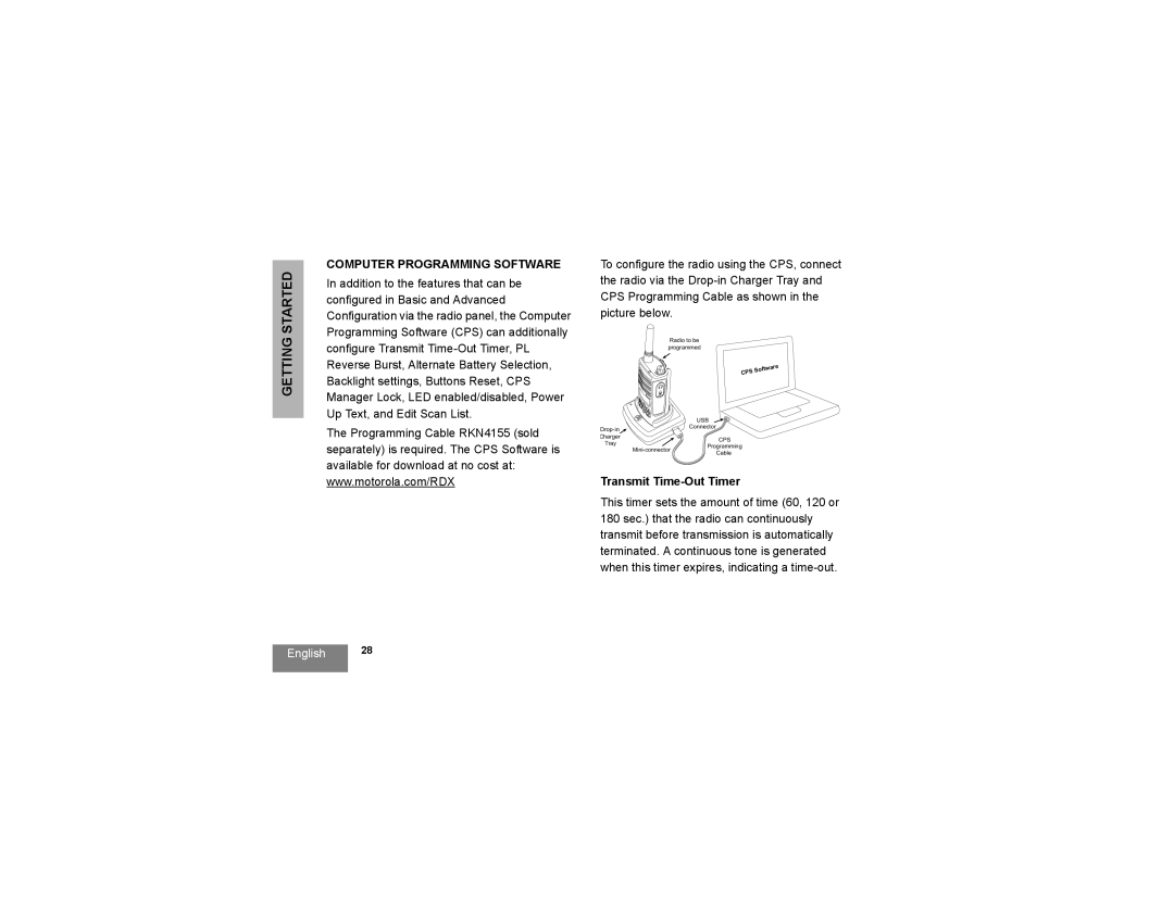 Motorola RDM2020, rdm2080d manual Computer Programming Software, Transmit Time-Out Timer 