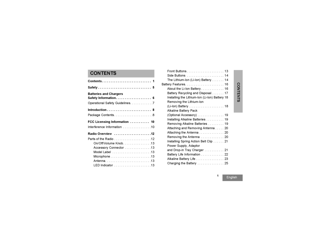 Motorola RDU2080 manual Contents 