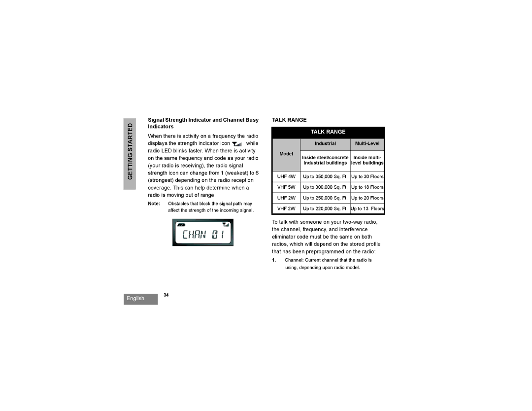 Motorola RDU2080 manual Signal Strength Indicator and Channel Busy Indicators, Talk Range 