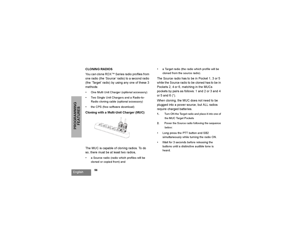 Motorola RDU2080d, RDV2080d manual Cloning Radios 