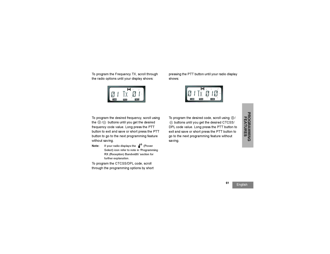 Motorola RDV2080d, RDU2080d manual Programming Features 