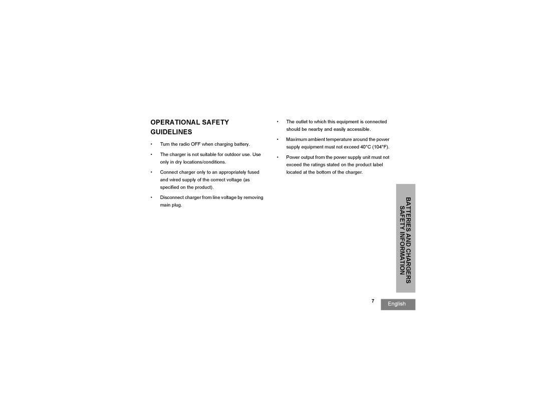 Motorola RDV2080d, RDU2080d manual Operational Safety Guidelines 