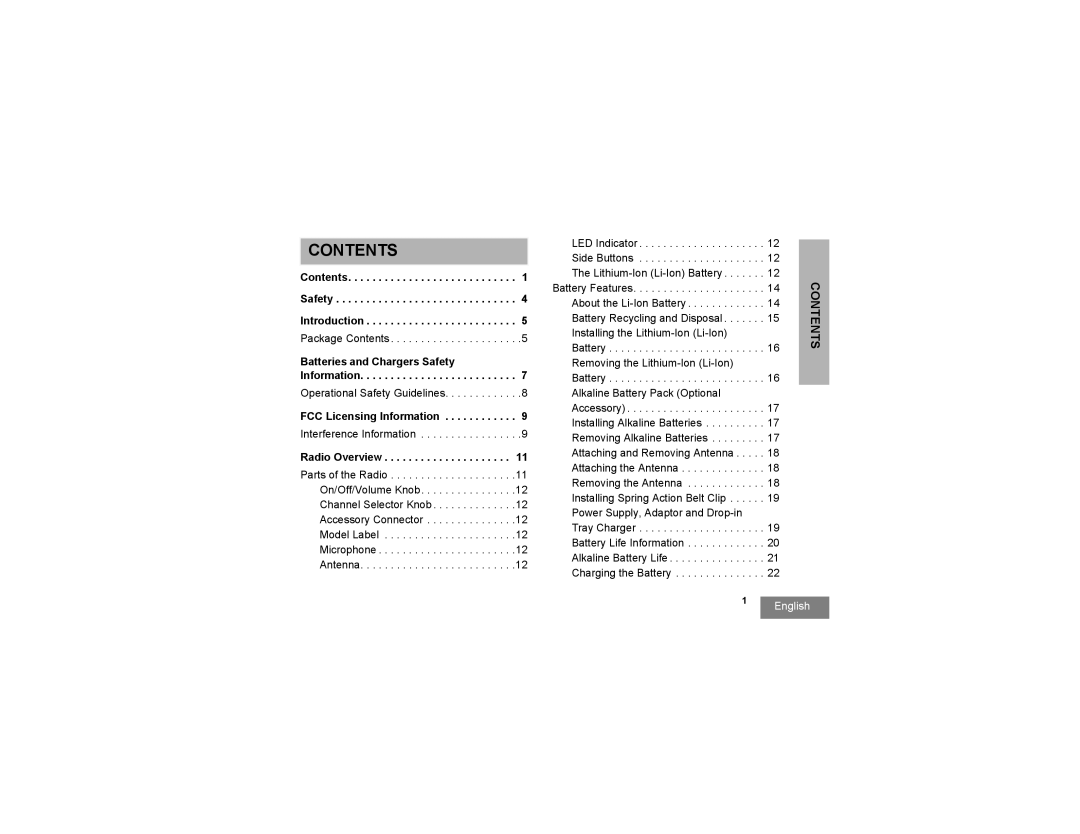 Motorola RDU4100, RDV5100, RDU2020, RDV2020 manual Contents 