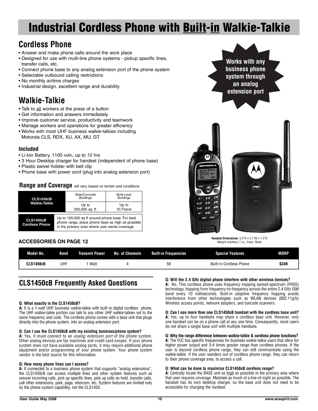 Motorola RDV5100 manual Cordless Phone, Walkie-Talkie, What exactly is the CLS1450cB?, How many phone lines can I access? 