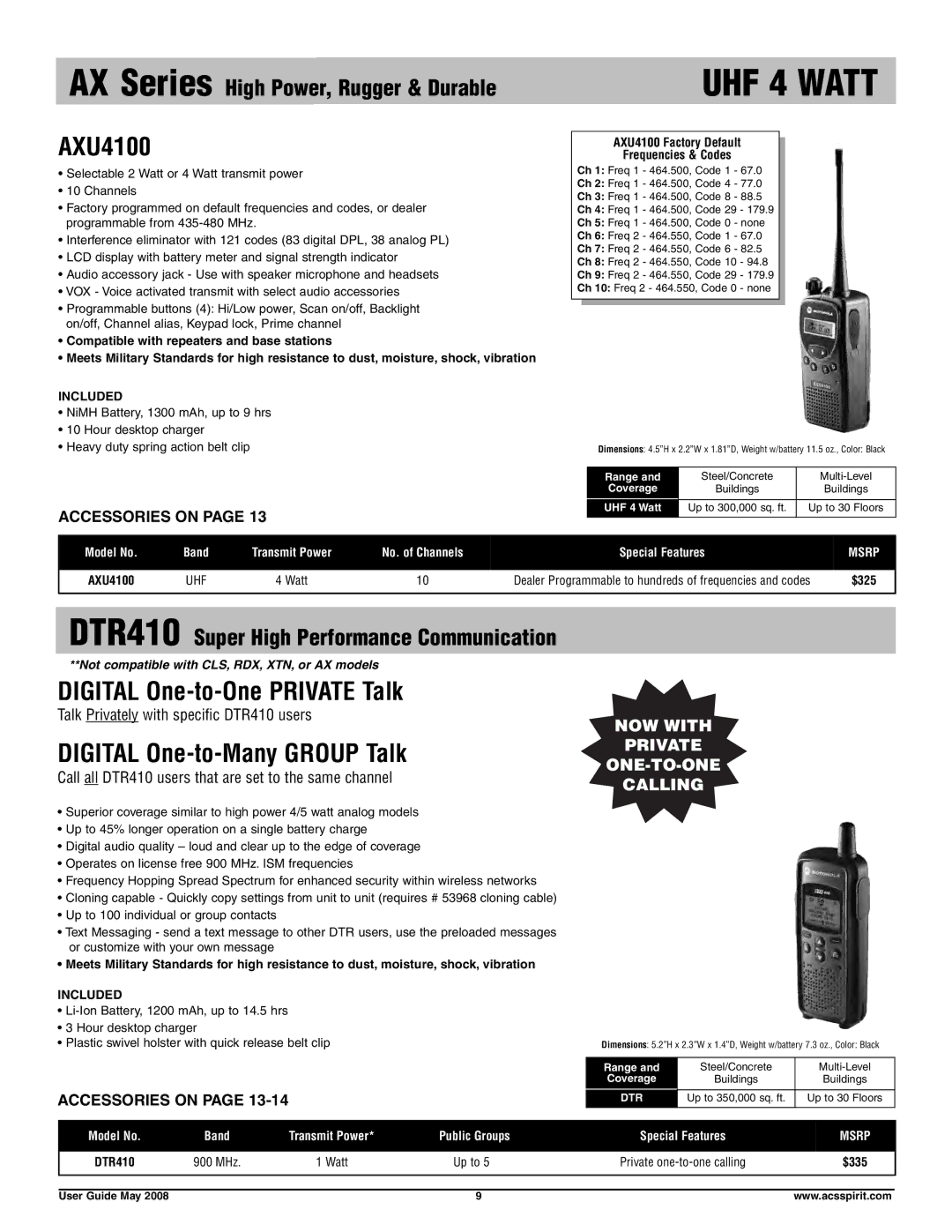 Motorola RDU4160D, RDV5100 manual AXU4100, Digital One-to-One Private Talk, Digital One-to-Many Group Talk 