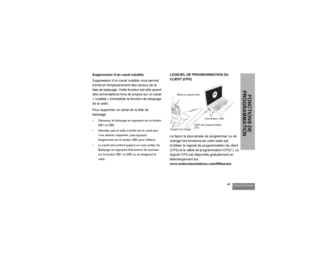 Motorola RMM2050 manual Suppression d’un canal nuisible, Logiciel DE Programmation DU Client CPS 