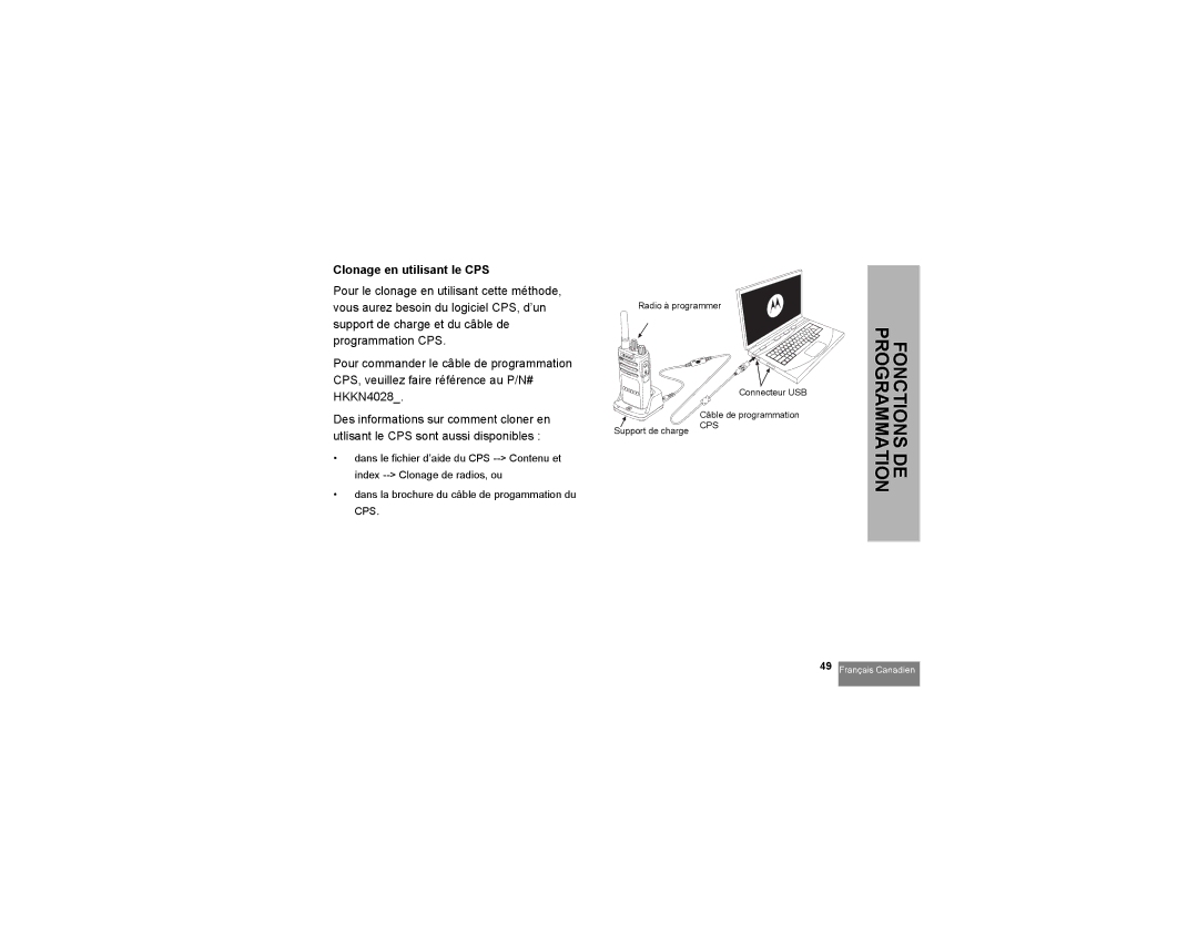 Motorola RMM2050 manual Clonage en utilisant le CPS 