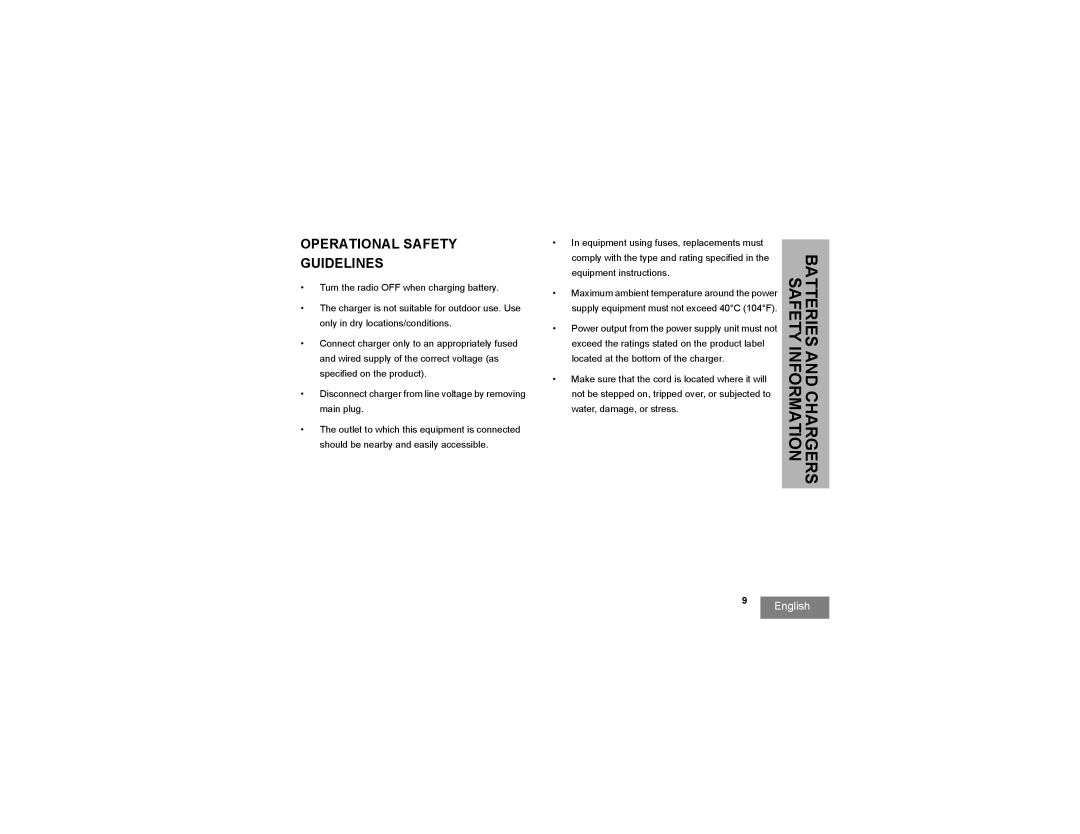 Motorola RMM2050 manual Batteries and Chargers Safety Information, Operational Safety Guidelines 