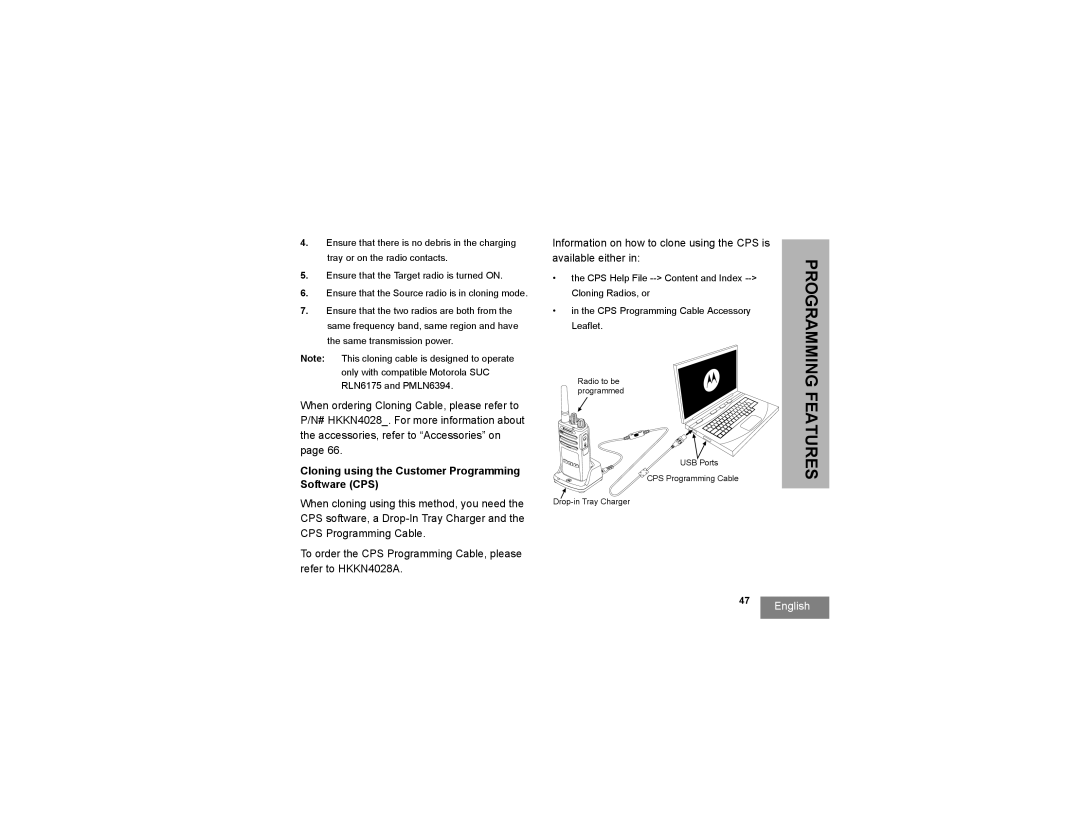 Motorola RMM2050 manual Cloning using the Customer Programming Software CPS 