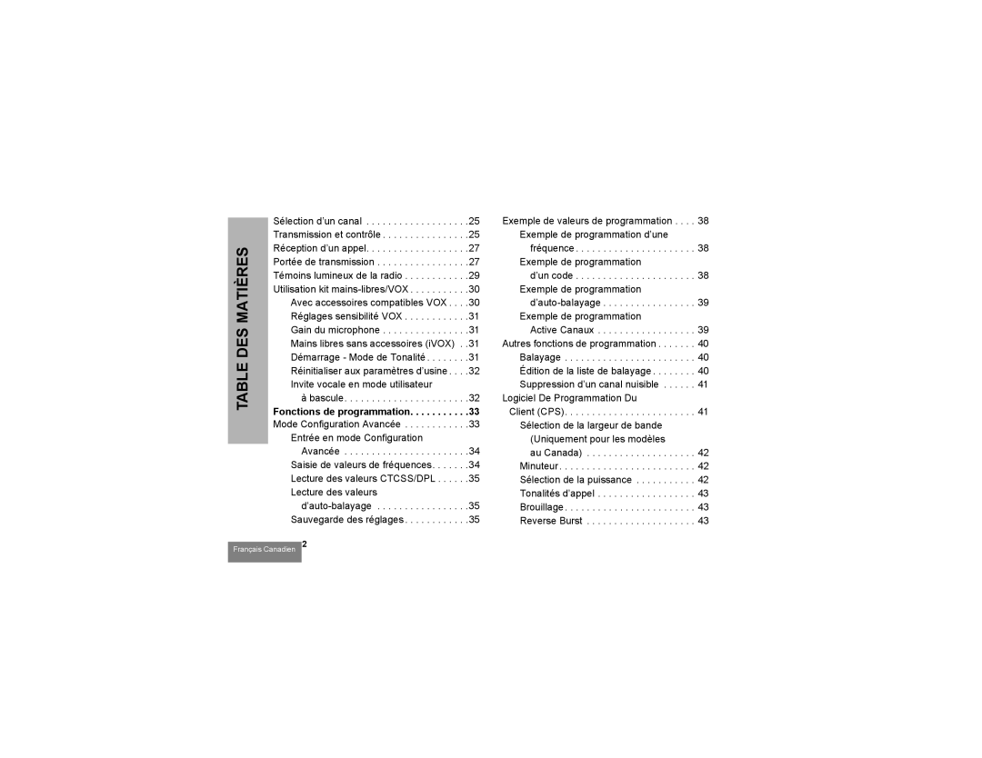 Motorola RMM2050 manual Bascule, Entrée en mode Configuration 