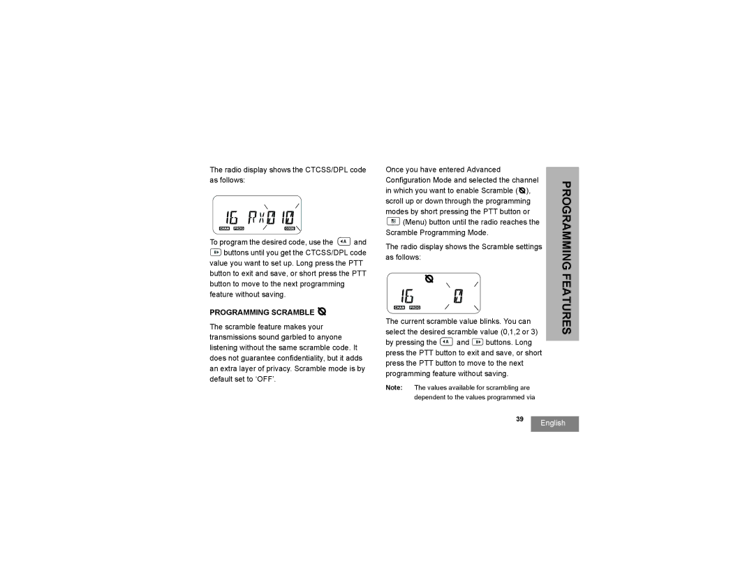 Motorola RMU2080D manual Programming Scramble 