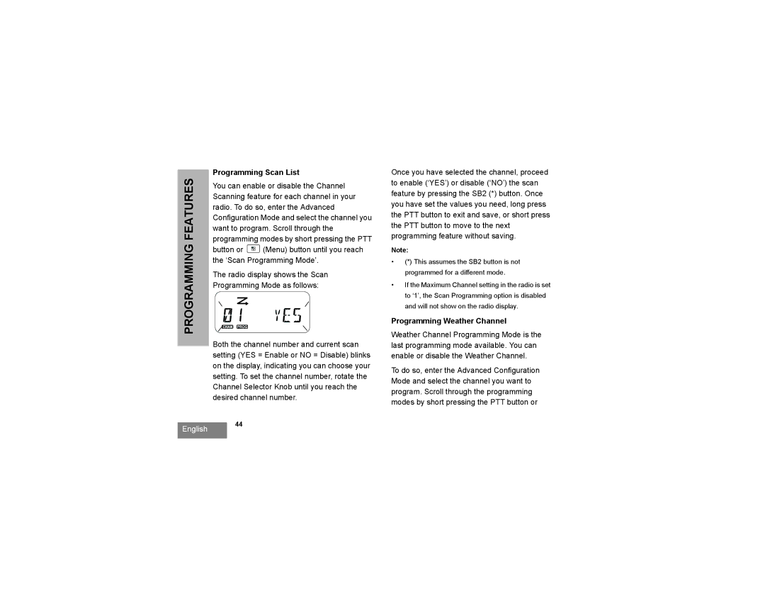 Motorola RMU2080D manual Programming Scan List, Programming Weather Channel 