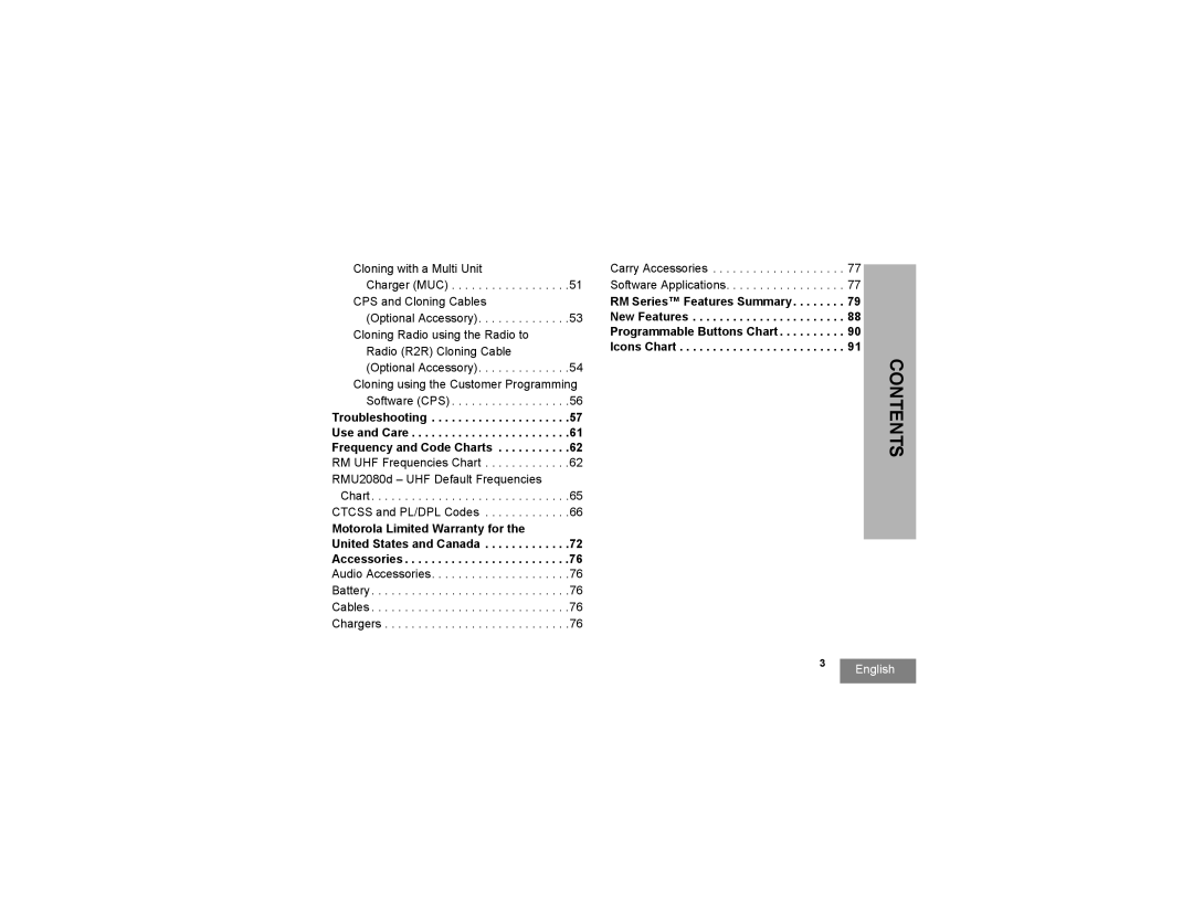 Motorola RMU2080D manual Troubleshooting Use and Care Frequency and Code Charts 