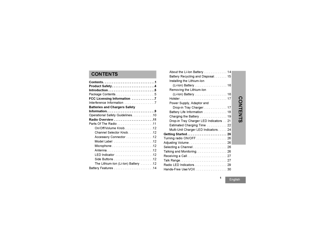 Motorola RMU2080, RMV2080 manual Contents 