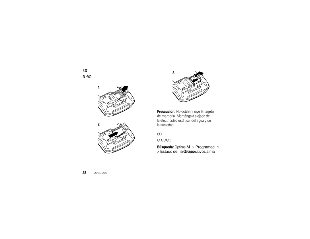 Motorola ROKR E1 user manual Instalar una tarjeta de memoria, Ver y cambiar información de la tarjeta de memoria 