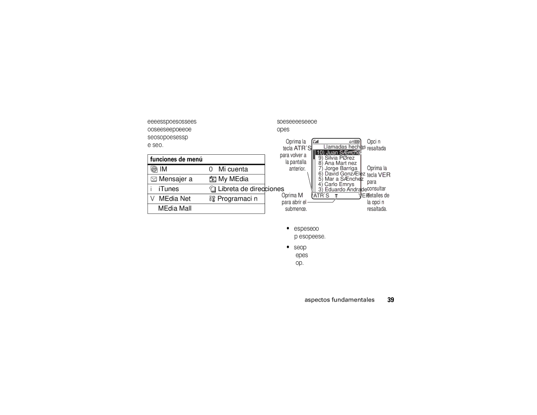 Motorola ROKR E1 user manual Mi cuenta, Mensajería My MEdia ITunes, MEdia Net Programación $ MEdia Mall, Funciones de menú 