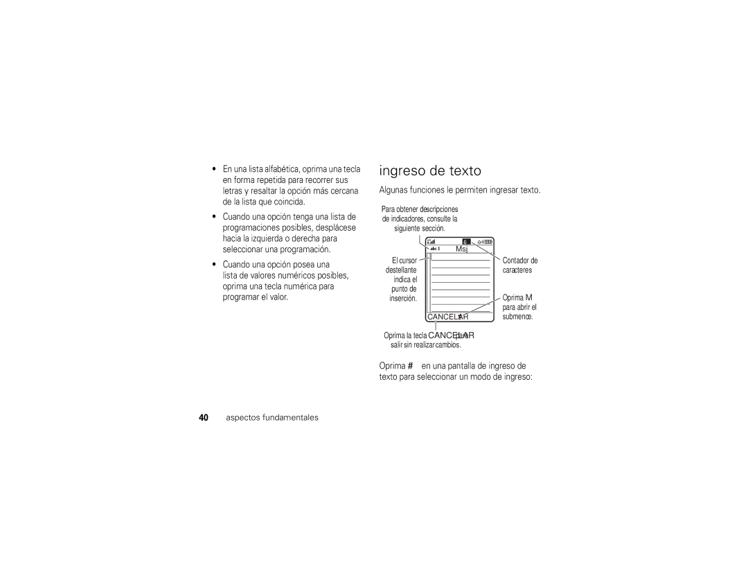 Motorola ROKR E1 user manual Ingreso de texto, Algunas funciones le permiten ingresar texto, Msj 