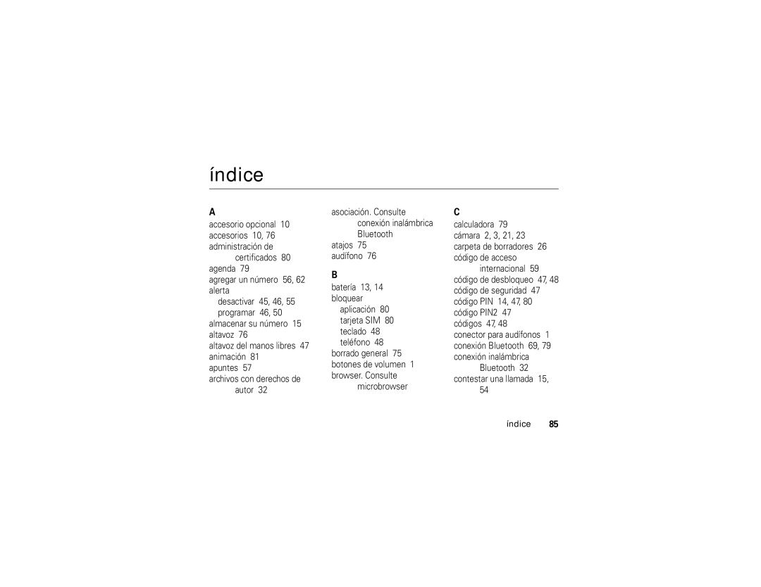 Motorola ROKR E1 user manual Índice 