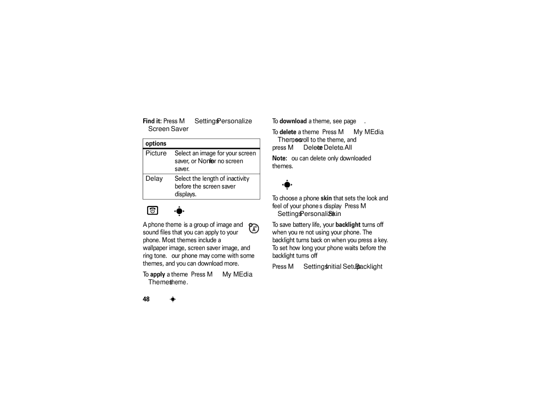 Motorola ROKR E1 user manual Themes, Display appearance 