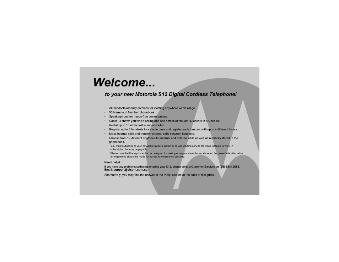 Motorola S1202, S1204, S1201, S1203 manual Welcome 