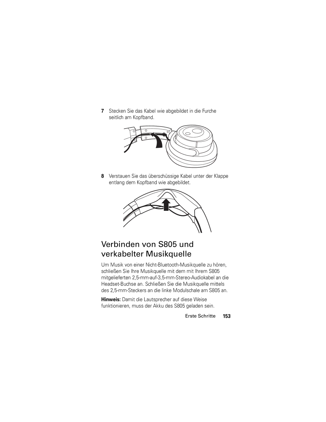 Motorola manual Verbinden von S805 und verkabelter Musikquelle 