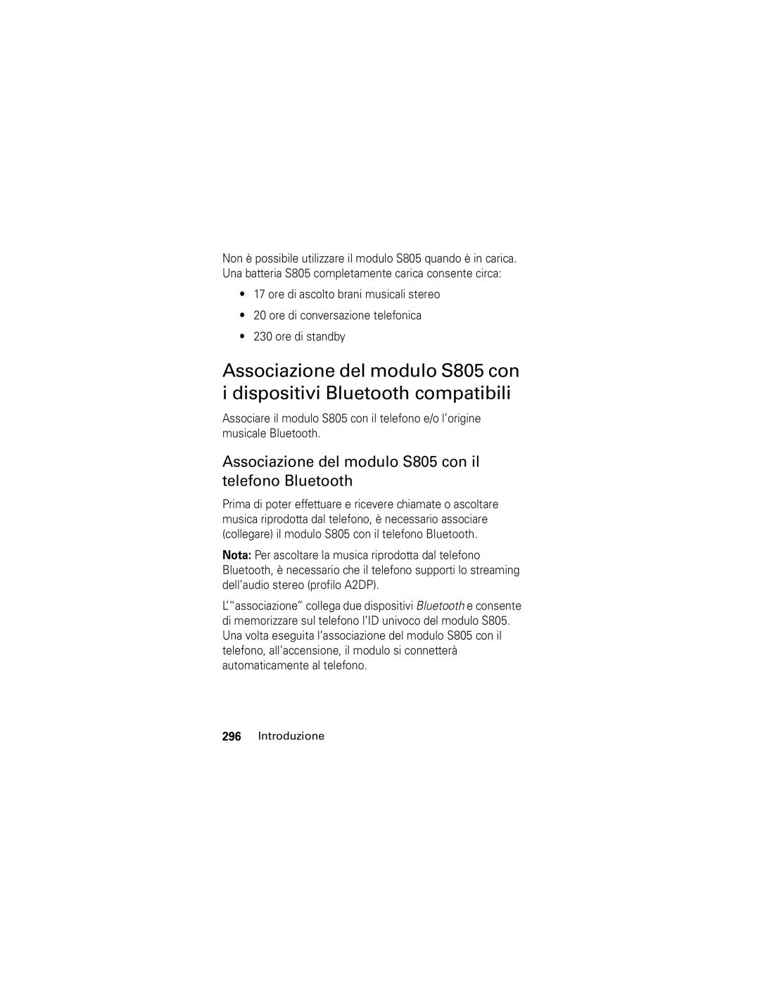 Motorola manual Associazione del modulo S805 con il telefono Bluetooth 