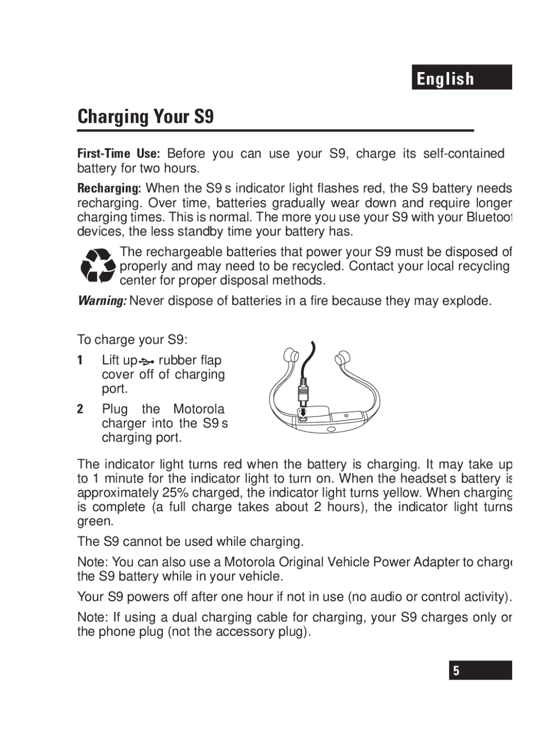 Motorola manual Charging Your S9 